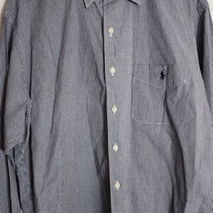 Ralph Lauren Blue and White Mini-Check Button-Down Shirt
